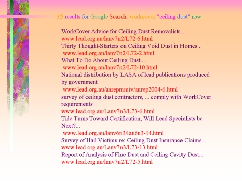 35 results for Google Search: workcover "ceiling dust" nsw, part 1, slide 24