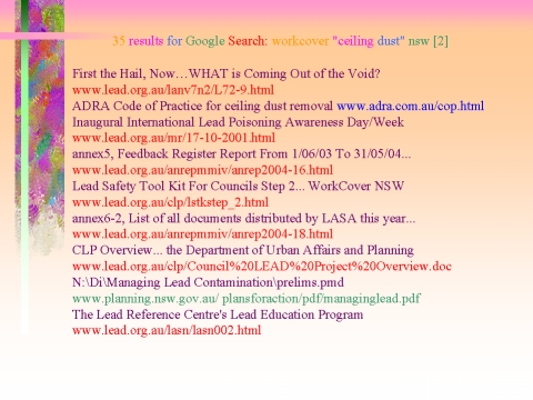 35 results for Google Search: workcover "ceiling dust" nsw, part 2, slide 25