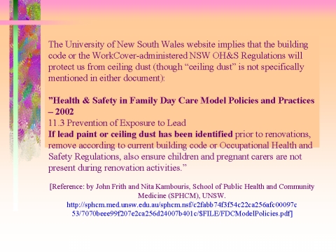 Health & Safety in Family Day Care Model Policies and Practices – 2002, slide 35