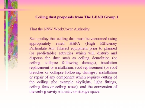 Ceiling dust proposals from The LEAD Group Inc.  part 1, slide 54