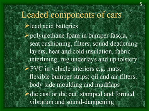 Leaded components of cars, slide 5