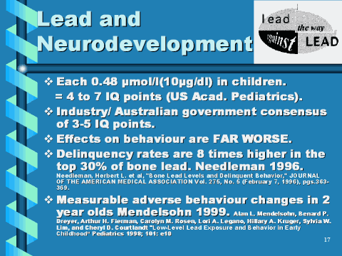 Lead  and Neurodevelopment