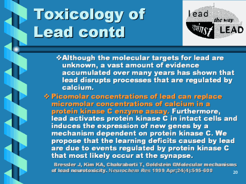 Toxicology of lead continued, slide 20