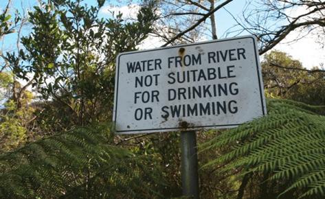 Water from river not suitable for drinking or swimming