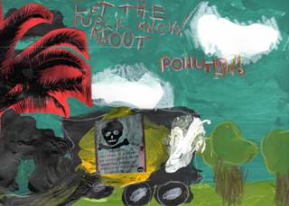 Artist Liam Hutchinson, Home School, aged 10. Title: Environments Pollution