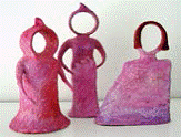 Title: Sisters. Materials: recycled office paper pulp sculpture painted with lead-free acrylic paint